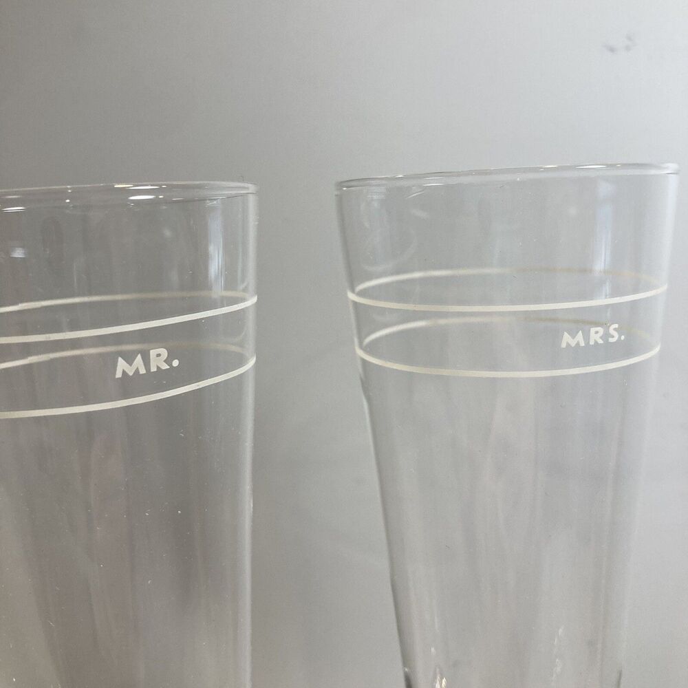 Kate Spade Lenox Wedding Champagne Flute Set Mr & Mrs Darling Point Crystal - Picture 3 of 10